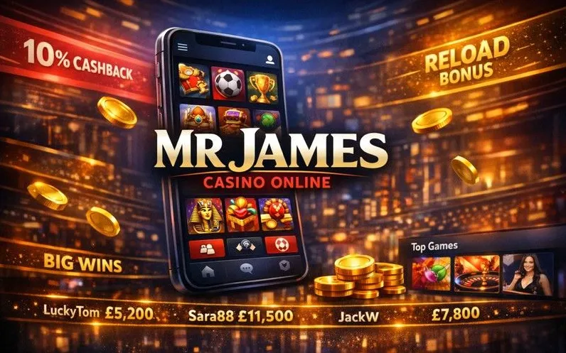 Mr James Casino mobile app login interface