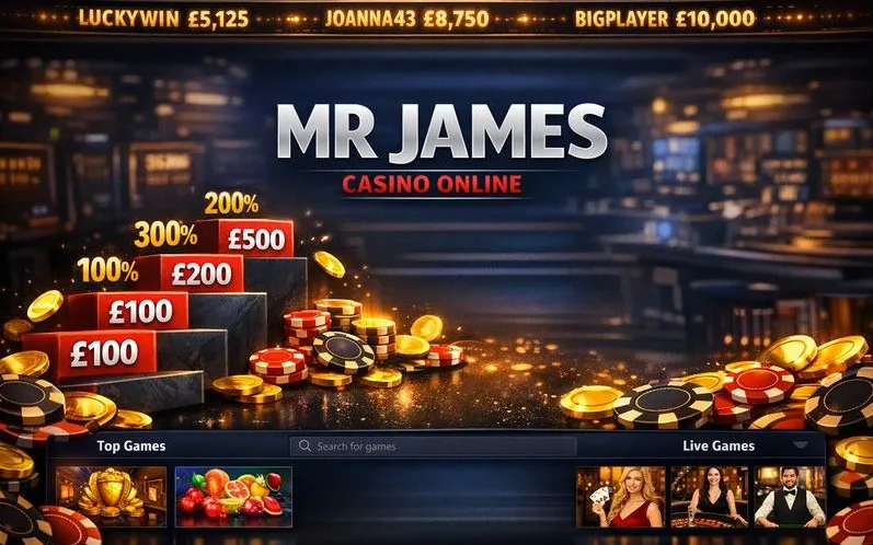 Mr James Casino bonus and promotions banner